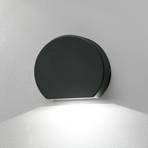 Round Pill LED outdoor wall light in dark grey