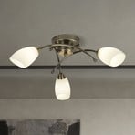 Opera 3-bulb ceiling light, antique brass
