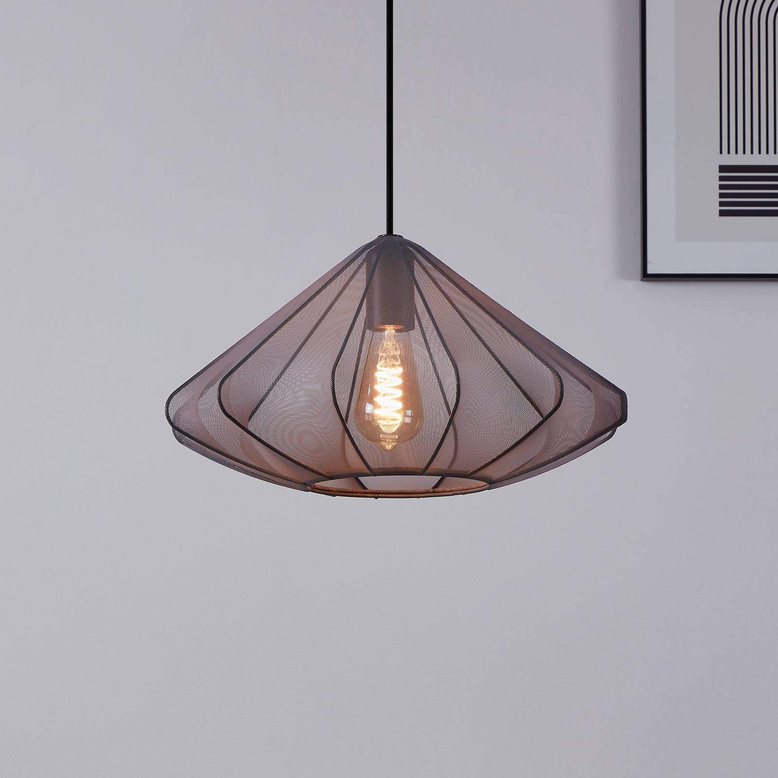 Hängeleuchte Dolwen, schwarz, Ø 42,5 cm, Stoff günstig online kaufen