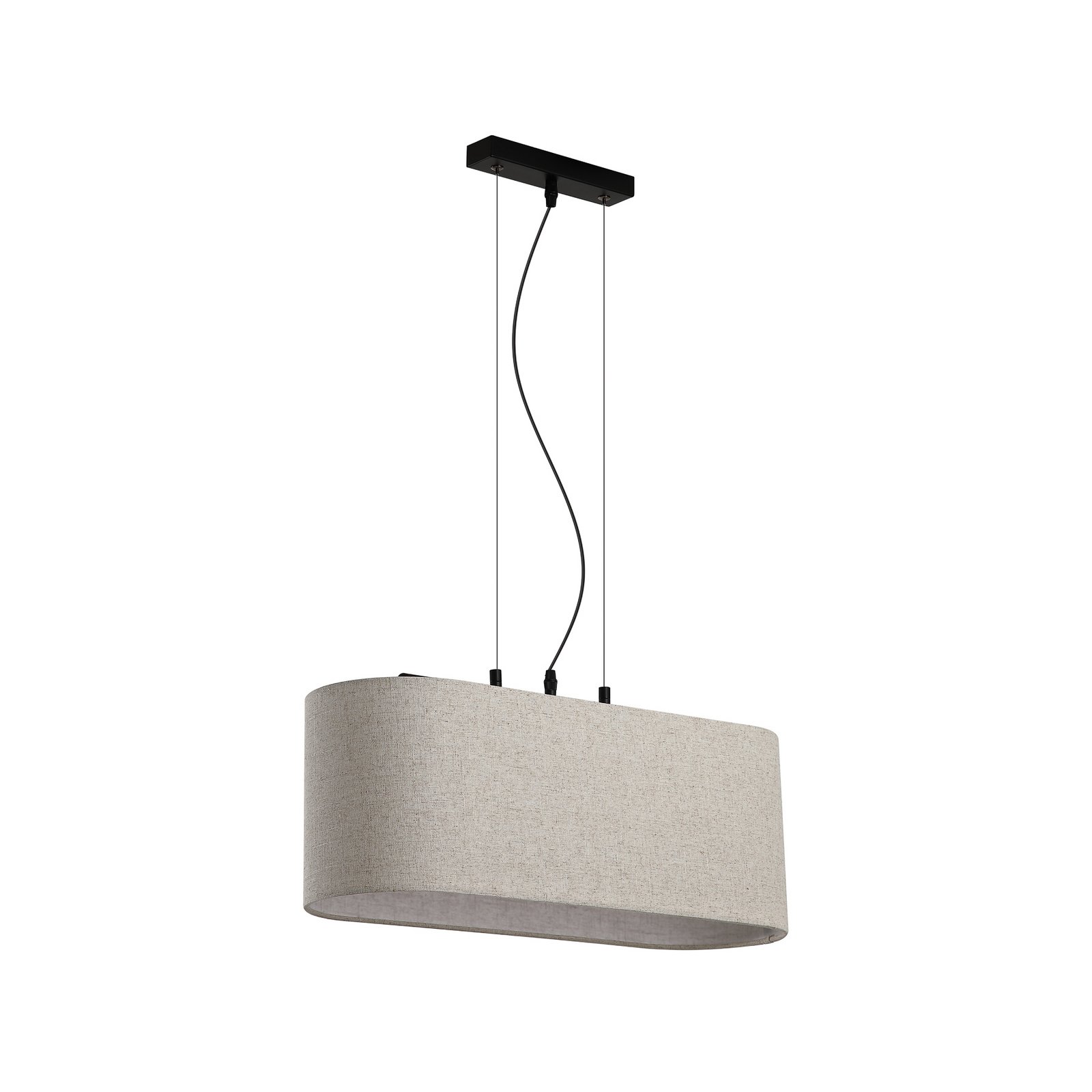 Pendellampe Hessian, Länge 60 cm, naturweiß, Leinen/Metall