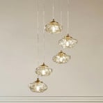 Lampa wisząca Lindby Piatra, Ø45 cm, 5-punktowa, koniak/mosiądz, szkło