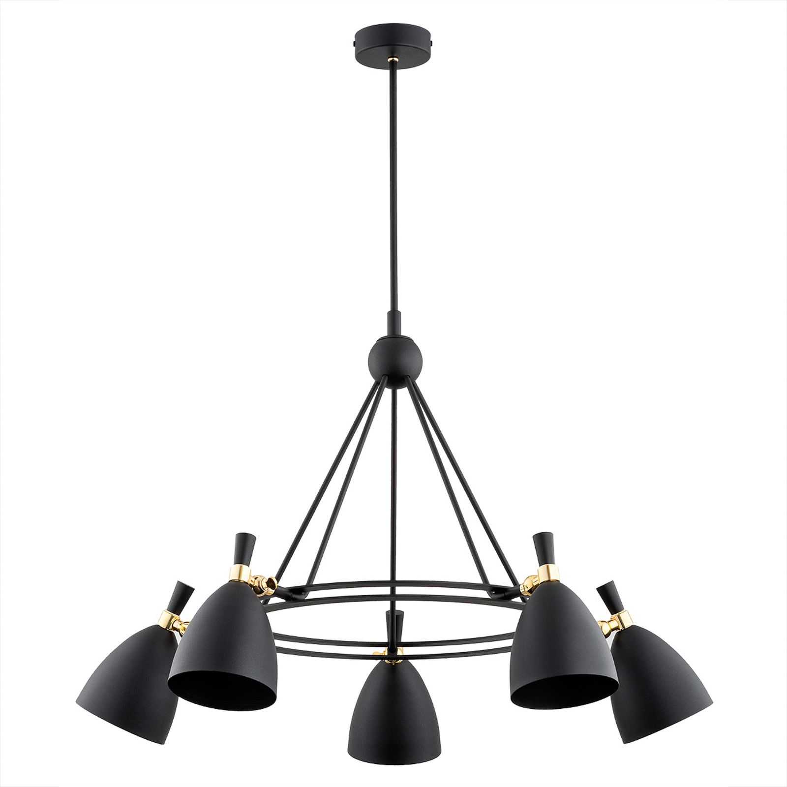 Hanglamp Charlotte, vijf lampen, zwart
