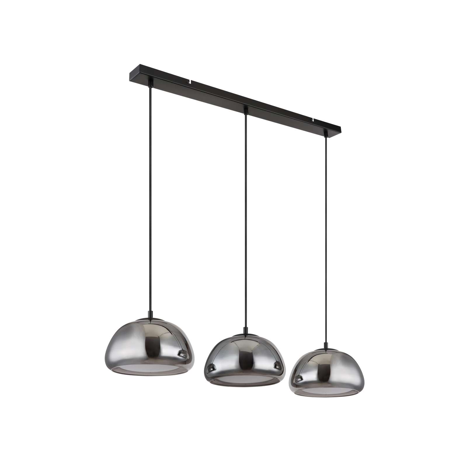 Jella pendant light, length 95 cm, smoke grey, 3-bulb, glass