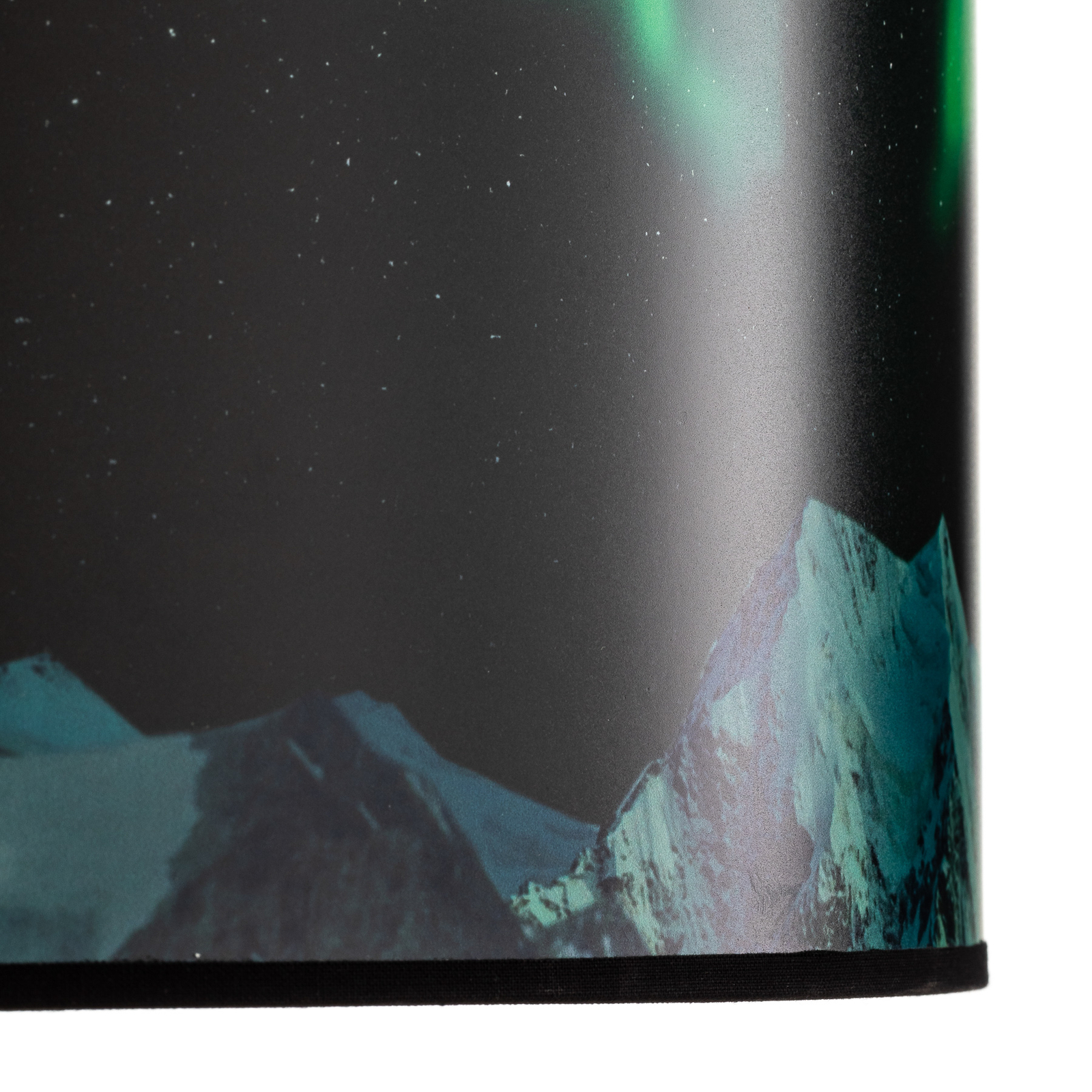 Hanglamp Print L met Bergen, polarlicht groen