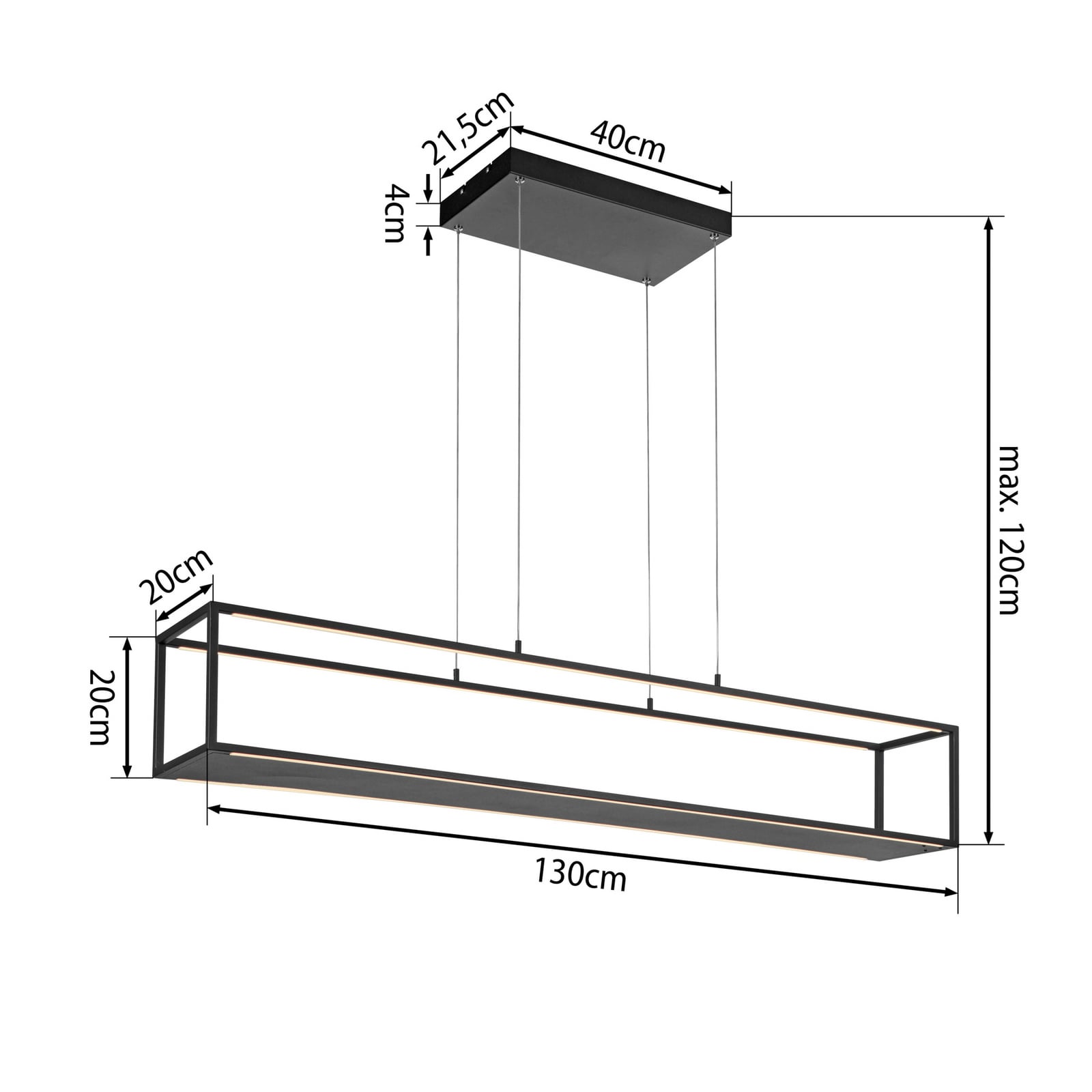 Conni LED lógó lámpa, fekete, 130 cm, CCT Conni LED lógó lámpa, fekete, 130 cm, CCT