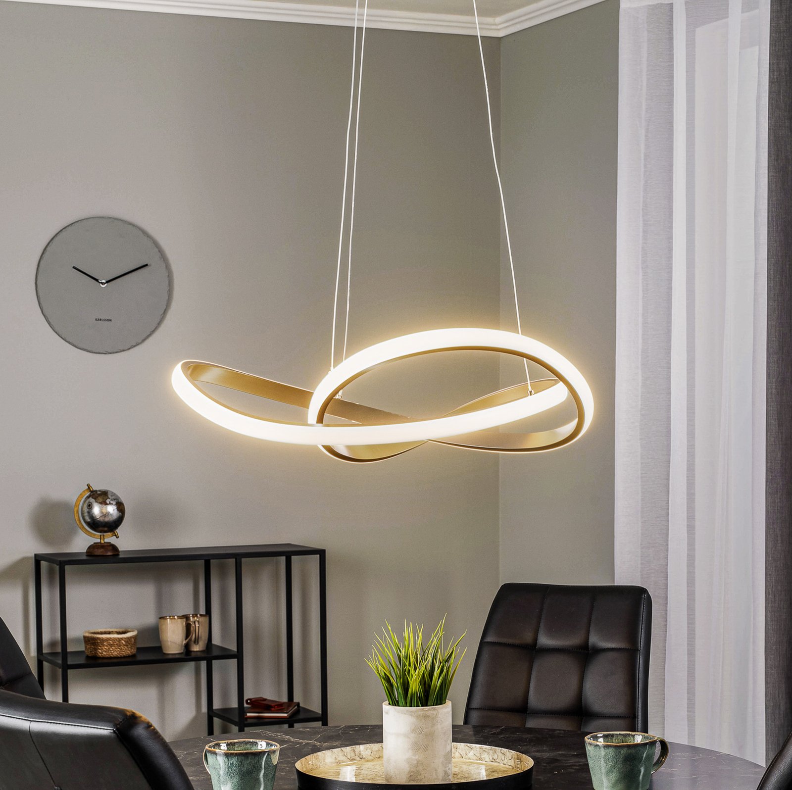 Lindby Kamia LED-hængelampe, nikkel