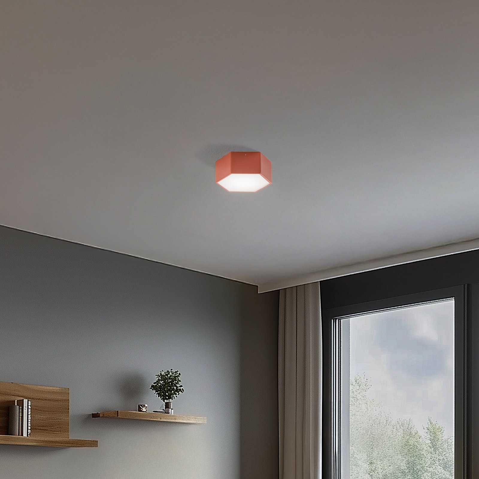 LED griestu lampa Libre, terakotas krāsā, tērauds, 3000 K