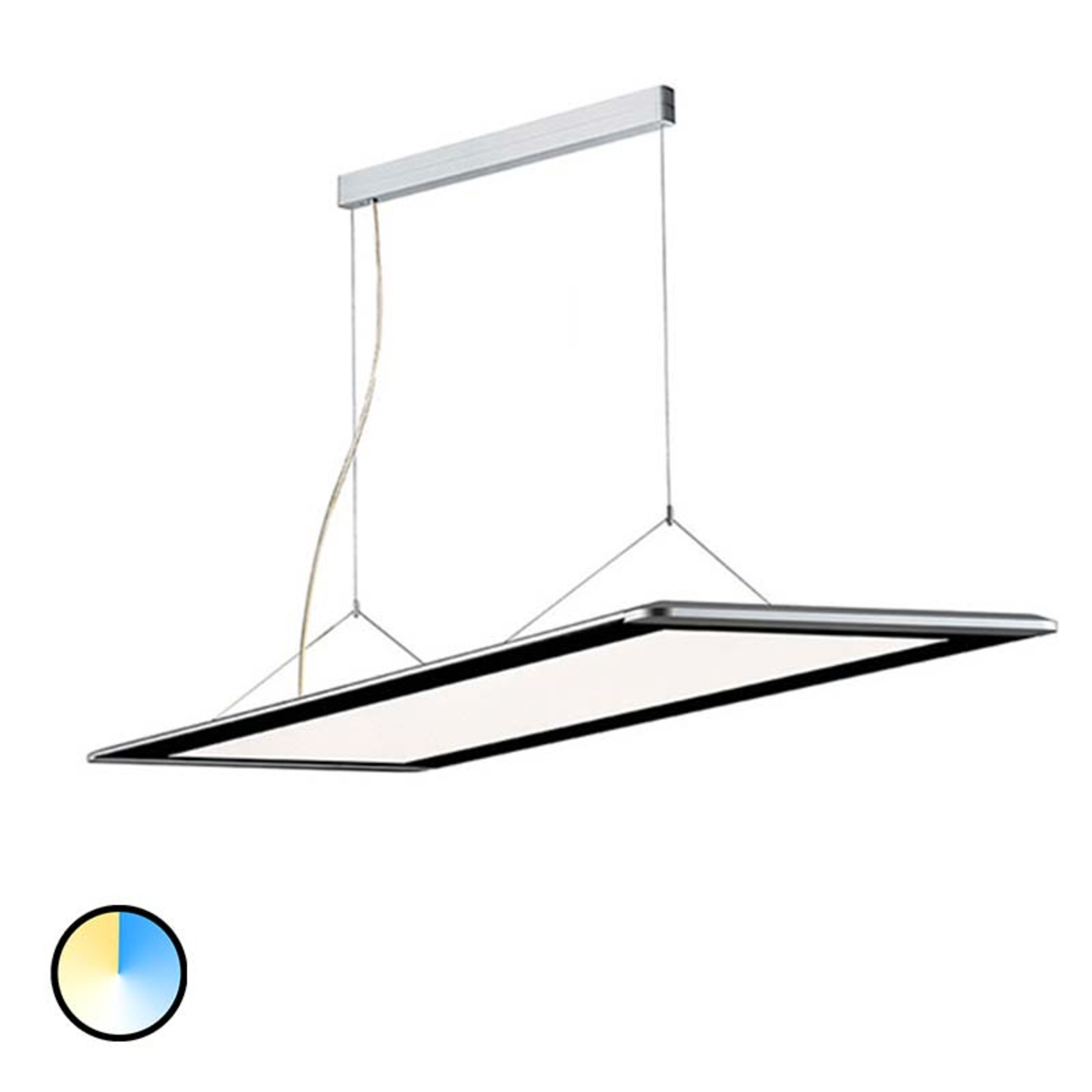 GRIMMEISEN Onyxx air Senso Plus HCL glass black, for Workroom / Office, anodised aluminium, glass, 70 W, energy efficiency: A+, L: 132 cm, W: 36.5 cm, H: 1.4 cm