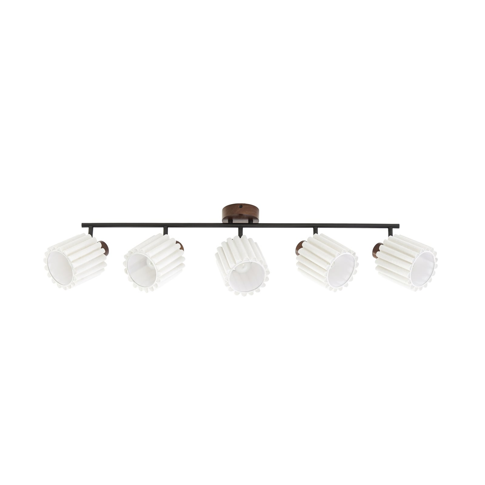 Faretto da soffitto Shiloh, noce/beige, a 5 luci, legno di noce - Lindby Faretto da soffitto Shiloh, noce/beige, a 5 luci, legno di noce - Lindby