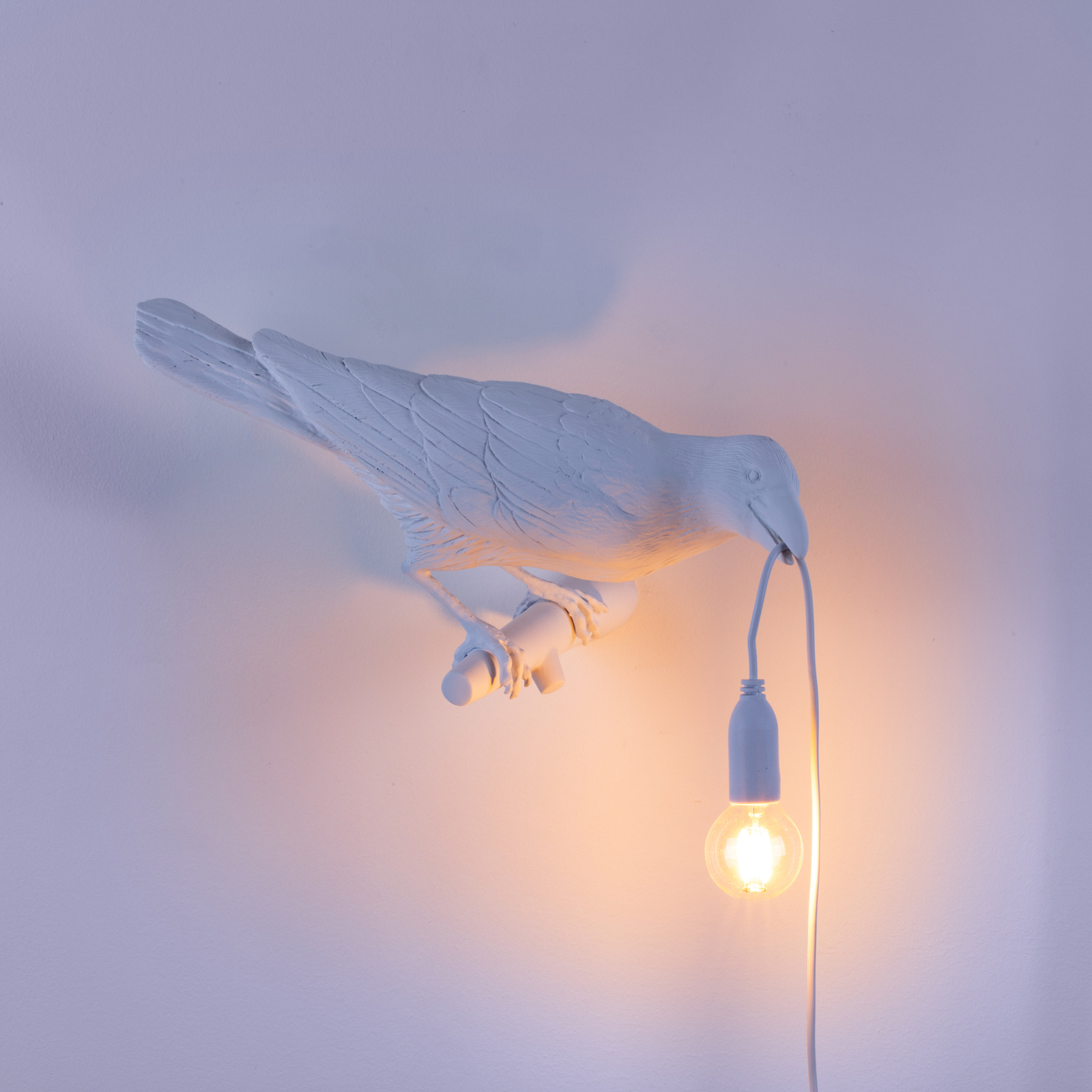 LED decoratie-wandlamp Bird Lamp, blik rechts, wit