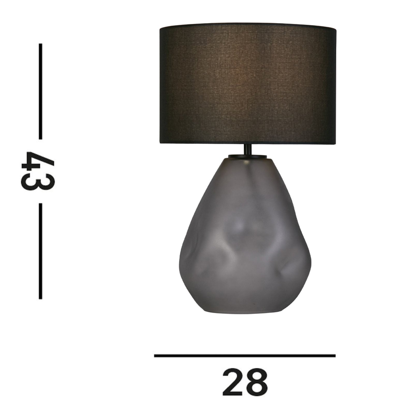 Stolní lampa Devon, černá/kouřově šedá Výška 44,5 cm textil/sklo