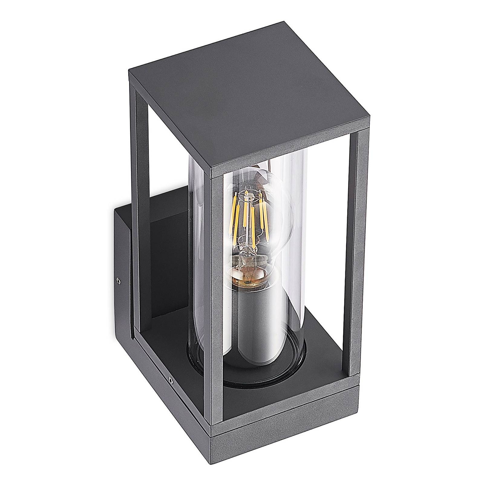 Lindby Giavanna outdoor wall light, 24.5 cm, aluminium, glass, E27, 60 W, W: 11 cm, H: 24.5 cm