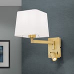 Carlton textile wall lamp, matt brass