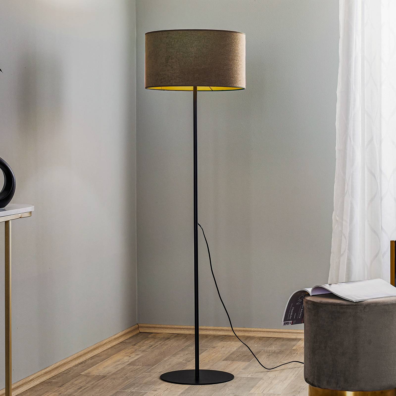 Vloerlamp Golden Roller beige/goud