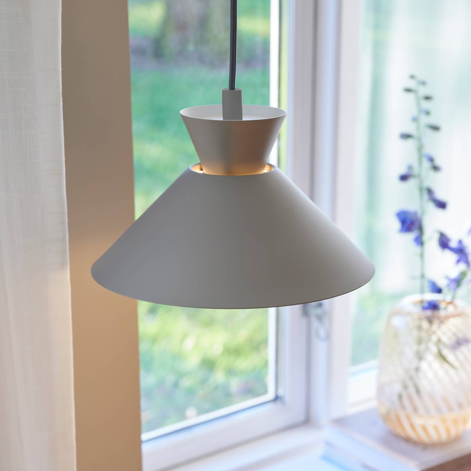 Lampa wisząca Dial z metalowym kloszem, szara, Ø 25 cm