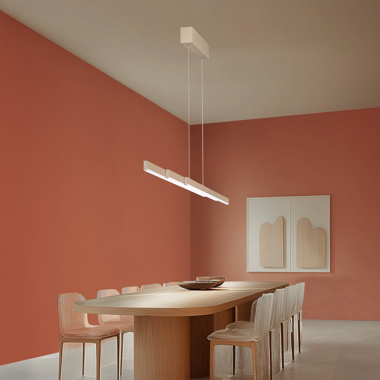 LED κρεμαστή λάμπα Vayana, μήκος 190 cm, χρώμα άμμου, μέταλλο, CCT