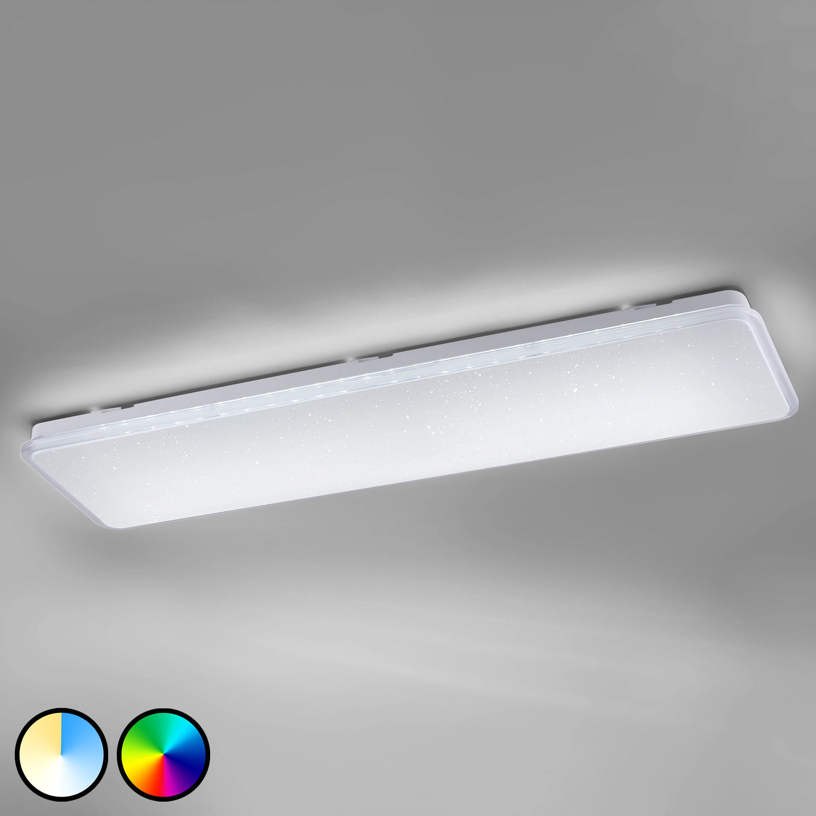 Trio Lighting WiZ Imara LED ceiling lamp, crystal effect, for Hallway, plastic, 40 W, energy efficiency: A+, L: 110 cm, W: 30 cm, H: 7.7 cm