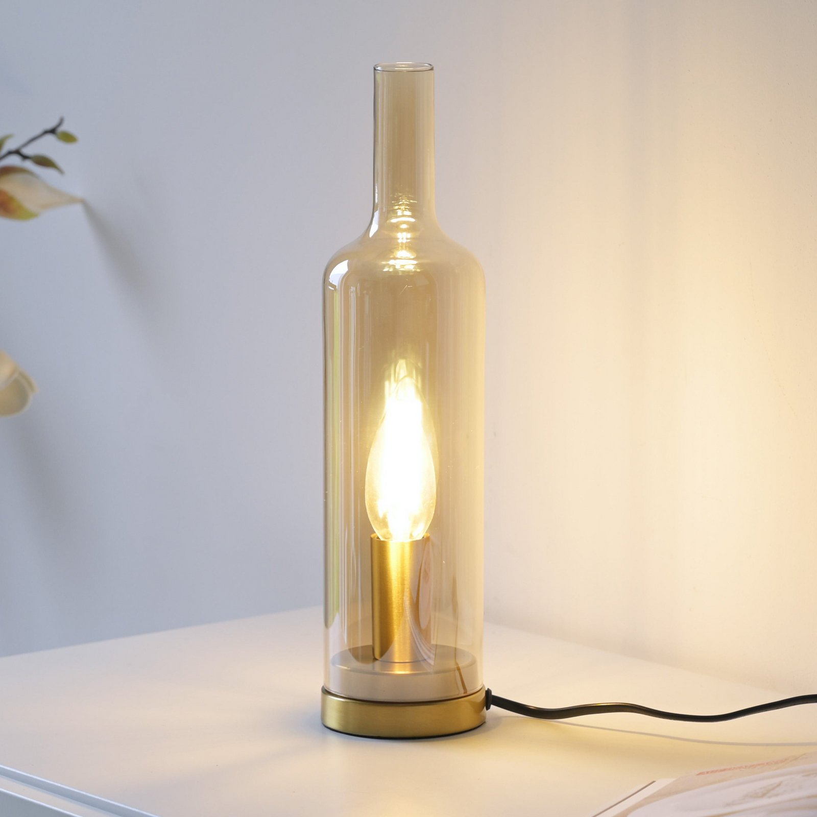 JUST LIGHT. tafellamp Bottle, amber, glas, E14
