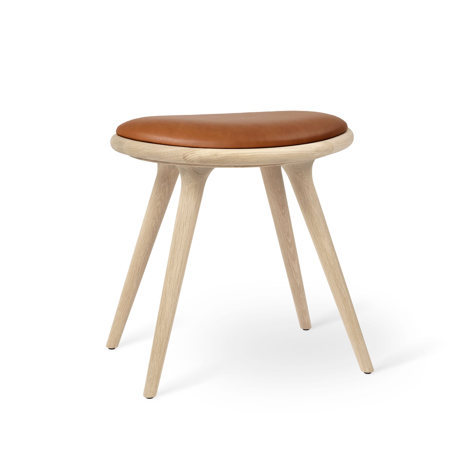 Chaise, marron, chêne mat/cuir, hauteur 47 cm - Mater