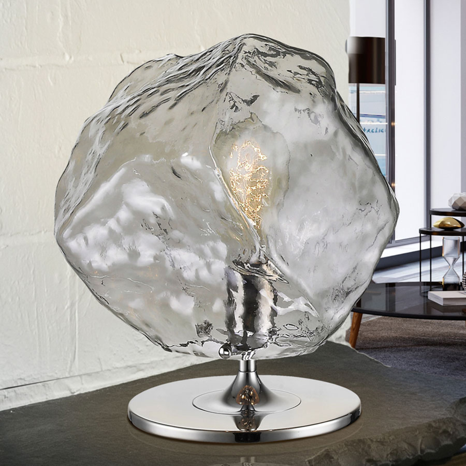 Schuller Petra LED table lamp, effective glass lampshade, for Living / Dining Room, metal, glass, E27, 8 W, energy efficiency: A+, W: 27 cm, H: 31 cm