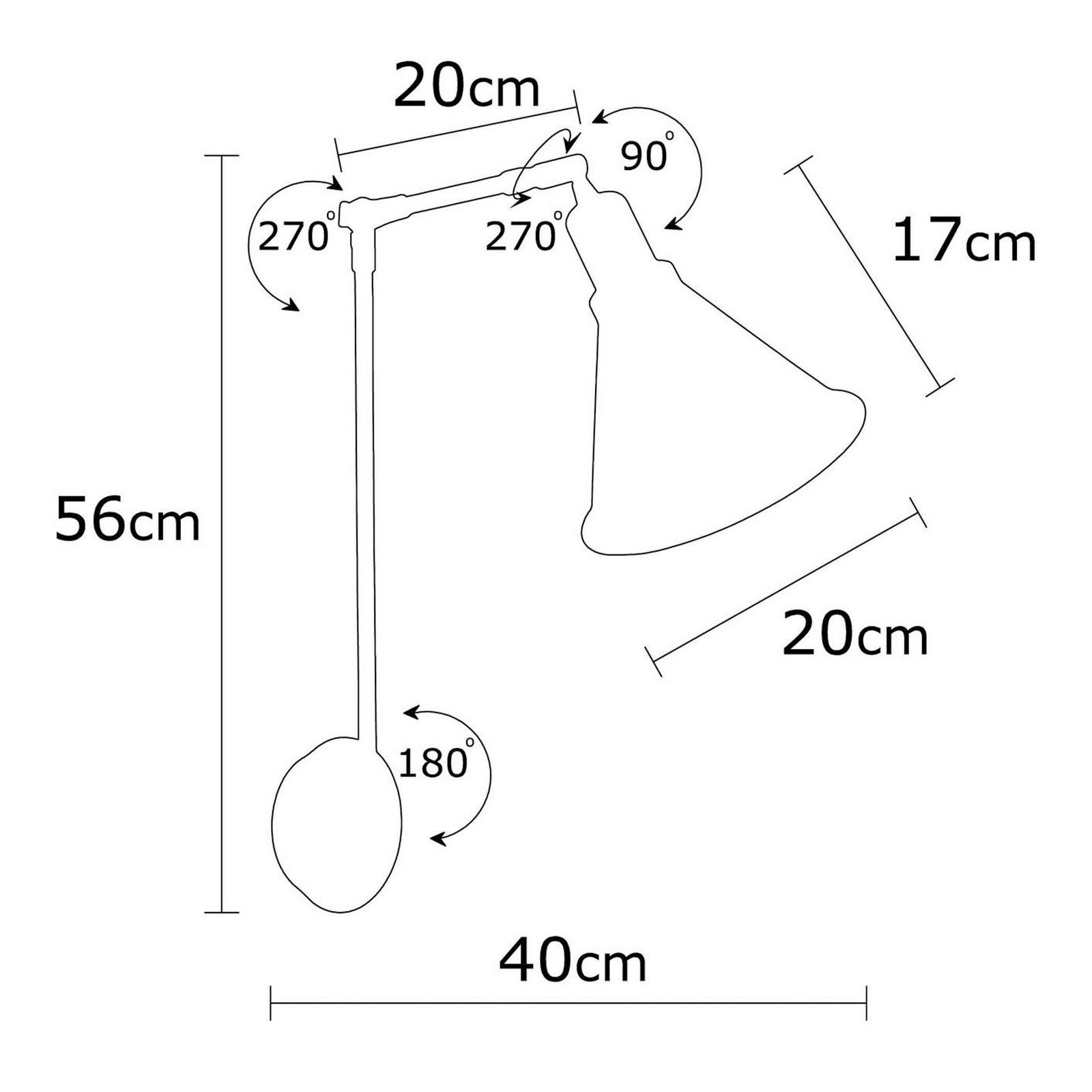 Wandlamp Berceste 7956, zwart/goud, hoogte 56 cm