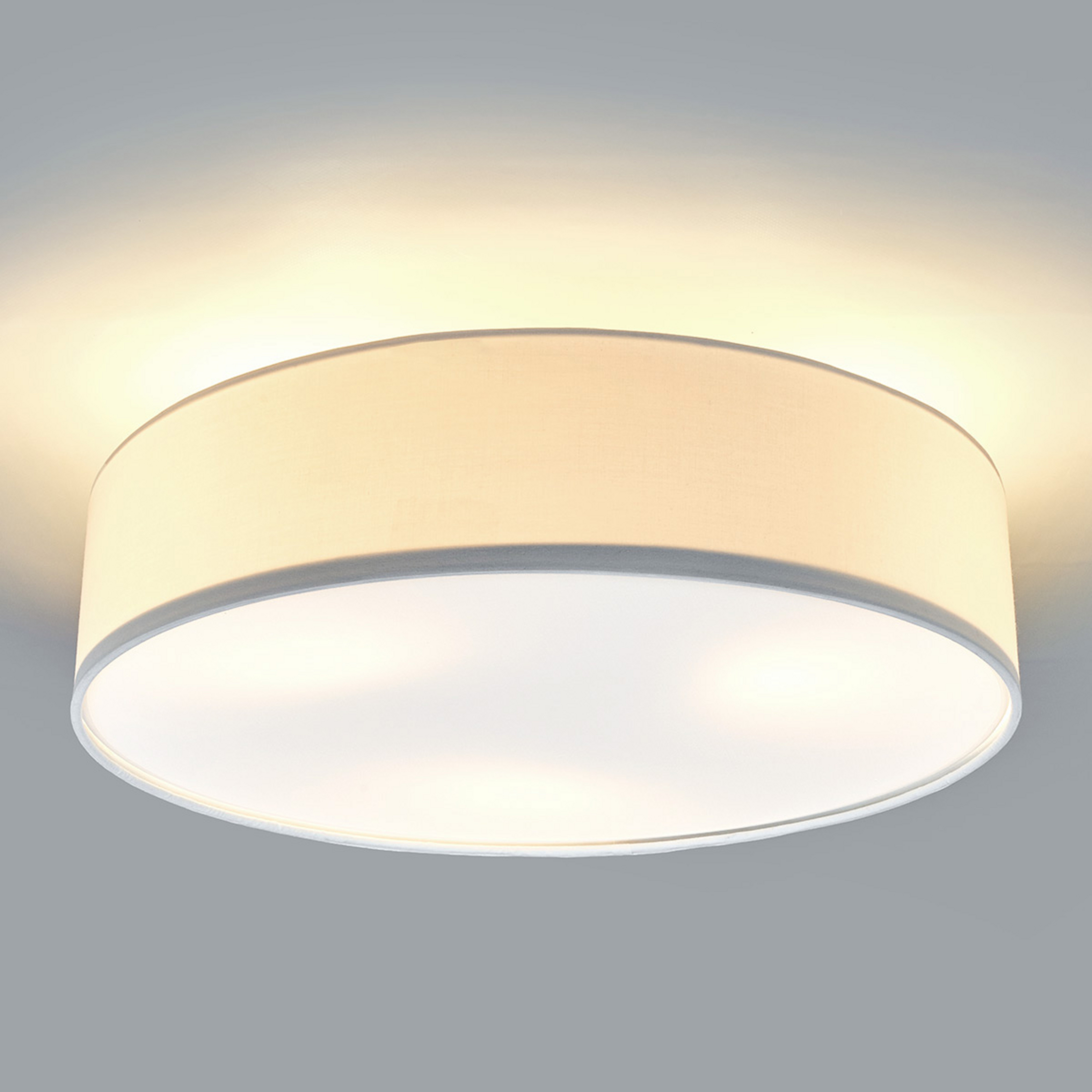 Lindby Deckenleuchte Sebatin, Ø 50 cm, beige, Stoff, E27