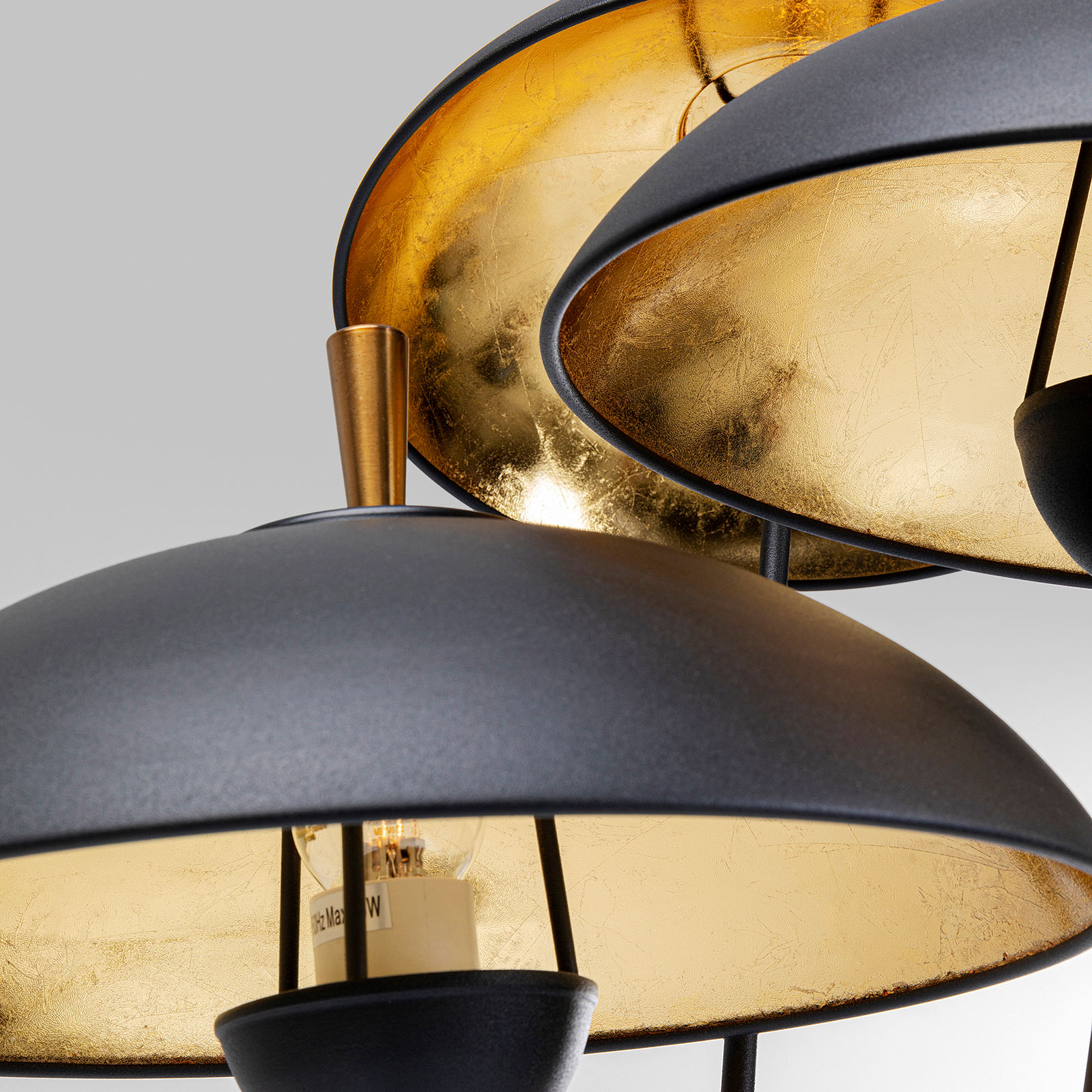 Kare KARE Parachute Tre floor lamp, black, for Living / Dining Room, steel, E27, 60 W, energy efficiency: A++, H: 174 cm