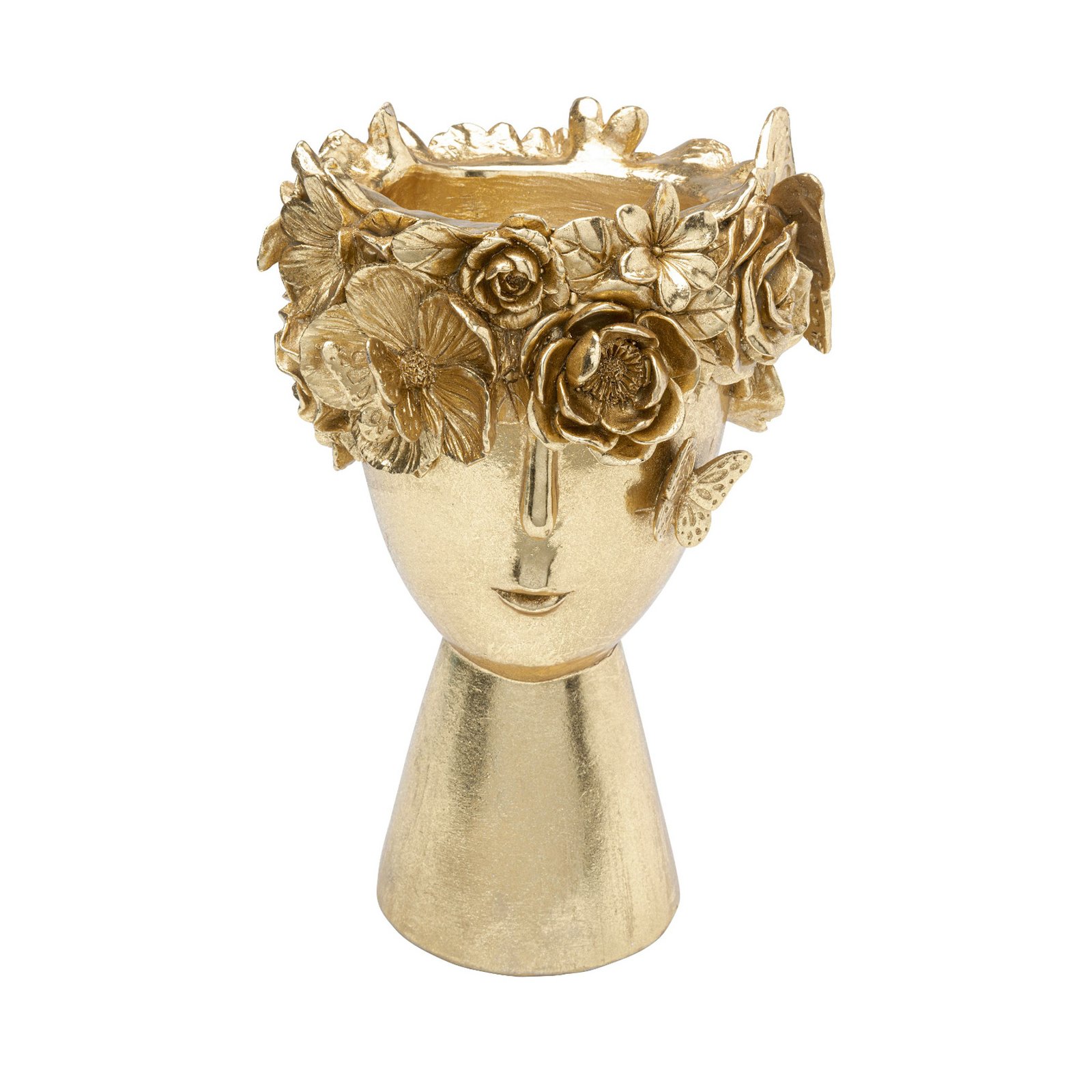 KARE Flowercrown decorative vase, height 30 cm, Ø 20 cm, gold-coloured