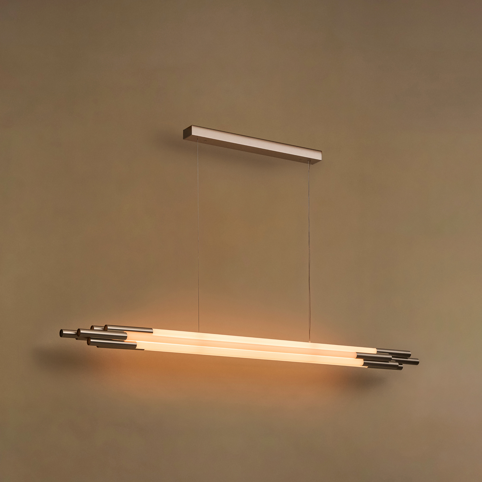 Lampada LED a sospensione ORG, lunghezza 160 cm, color nichel - DCW