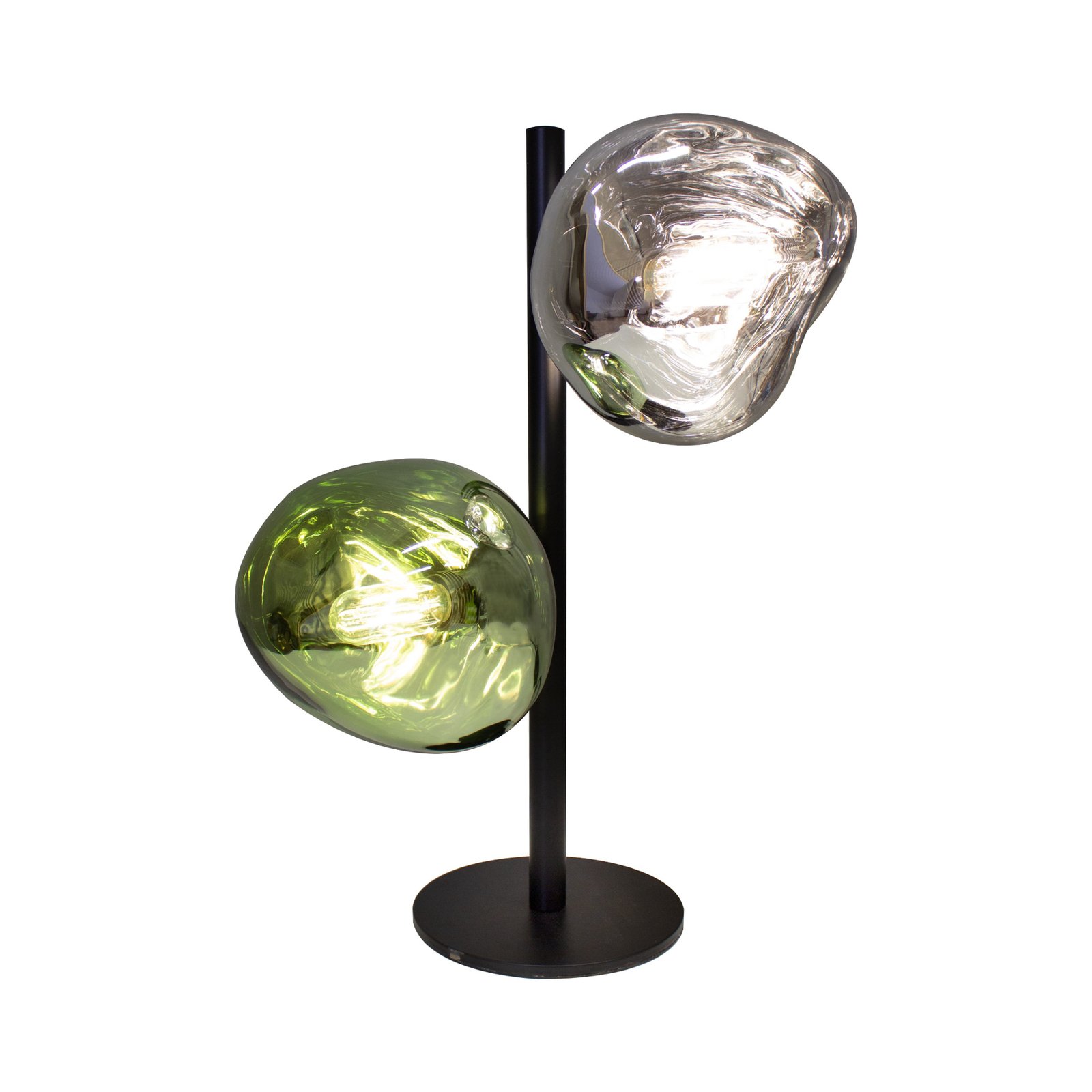 Canopus tafellamp groen/zilver Hoogte 40 cm 2-lamps glas E14