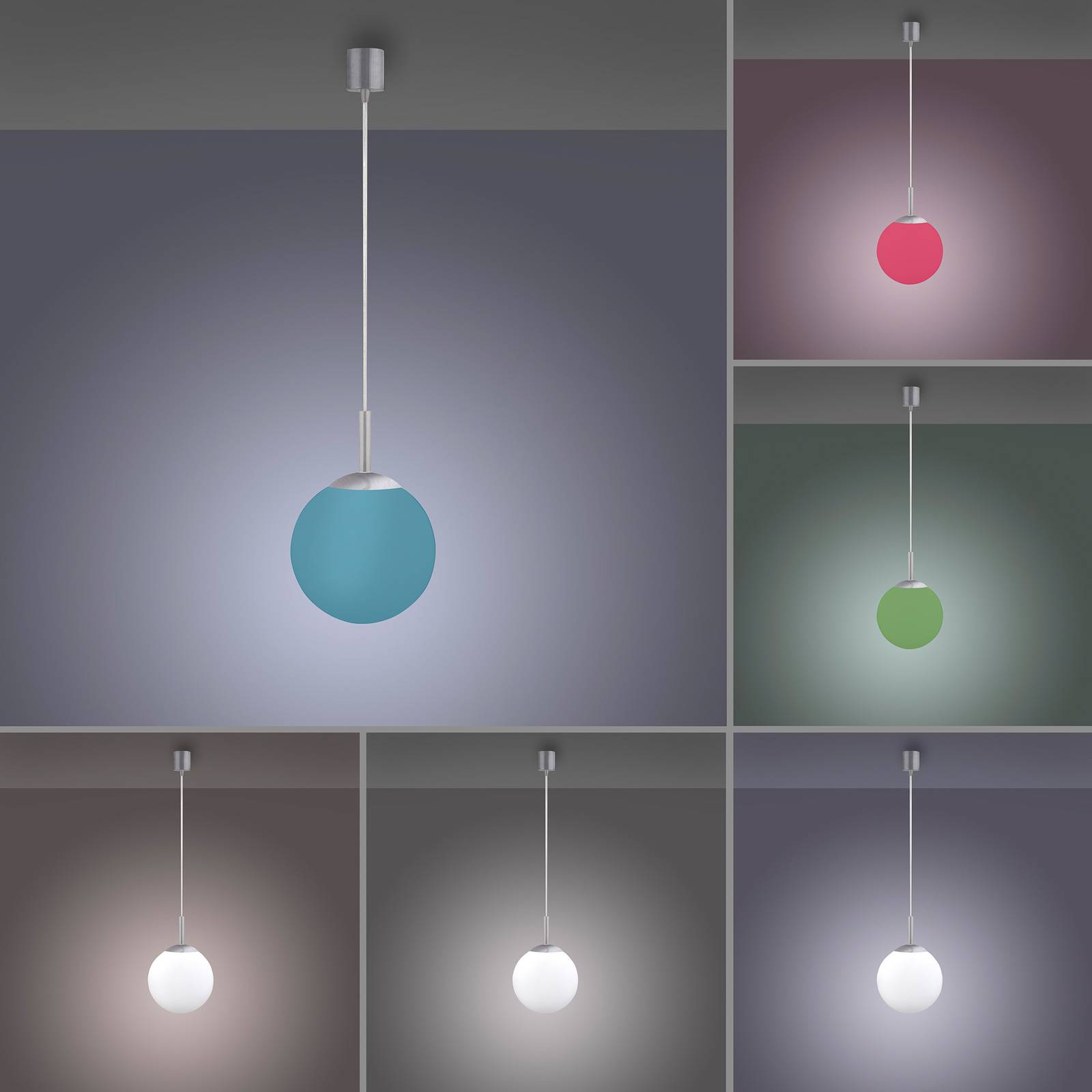 JUST LIGHT. Lampa wisząca LED LOLAsmart Bolo, Ø 20 cm, RGB, CCT