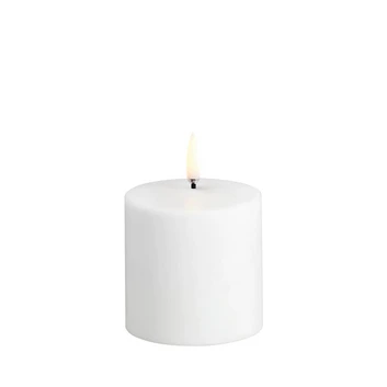 chargeable LED Bougie Pilier 6,8x6,8 cm White Plain - Uyuni Lighting