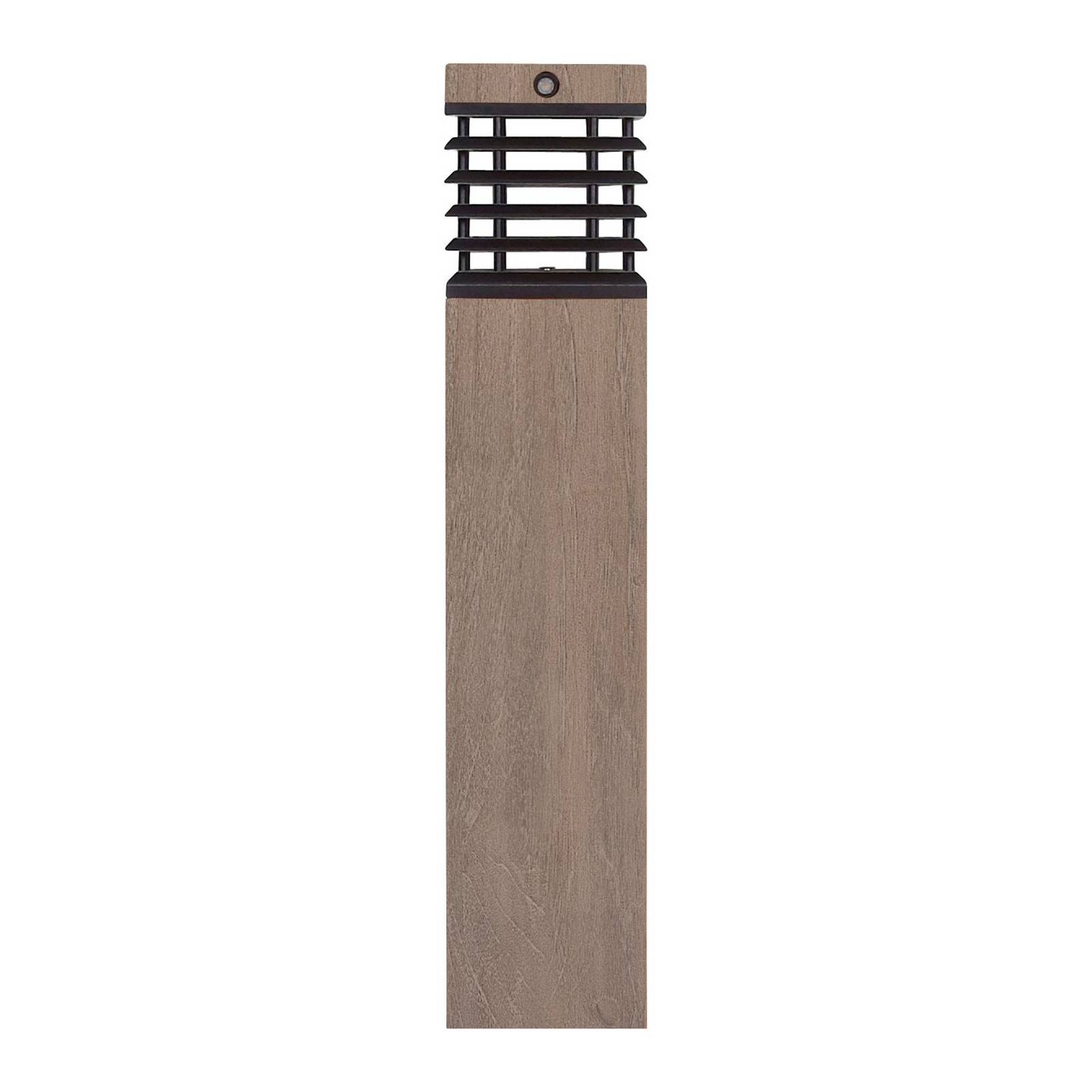Les Jardins LED-Solarwegeleuchte Tekura, grau, Holz, 75 cm