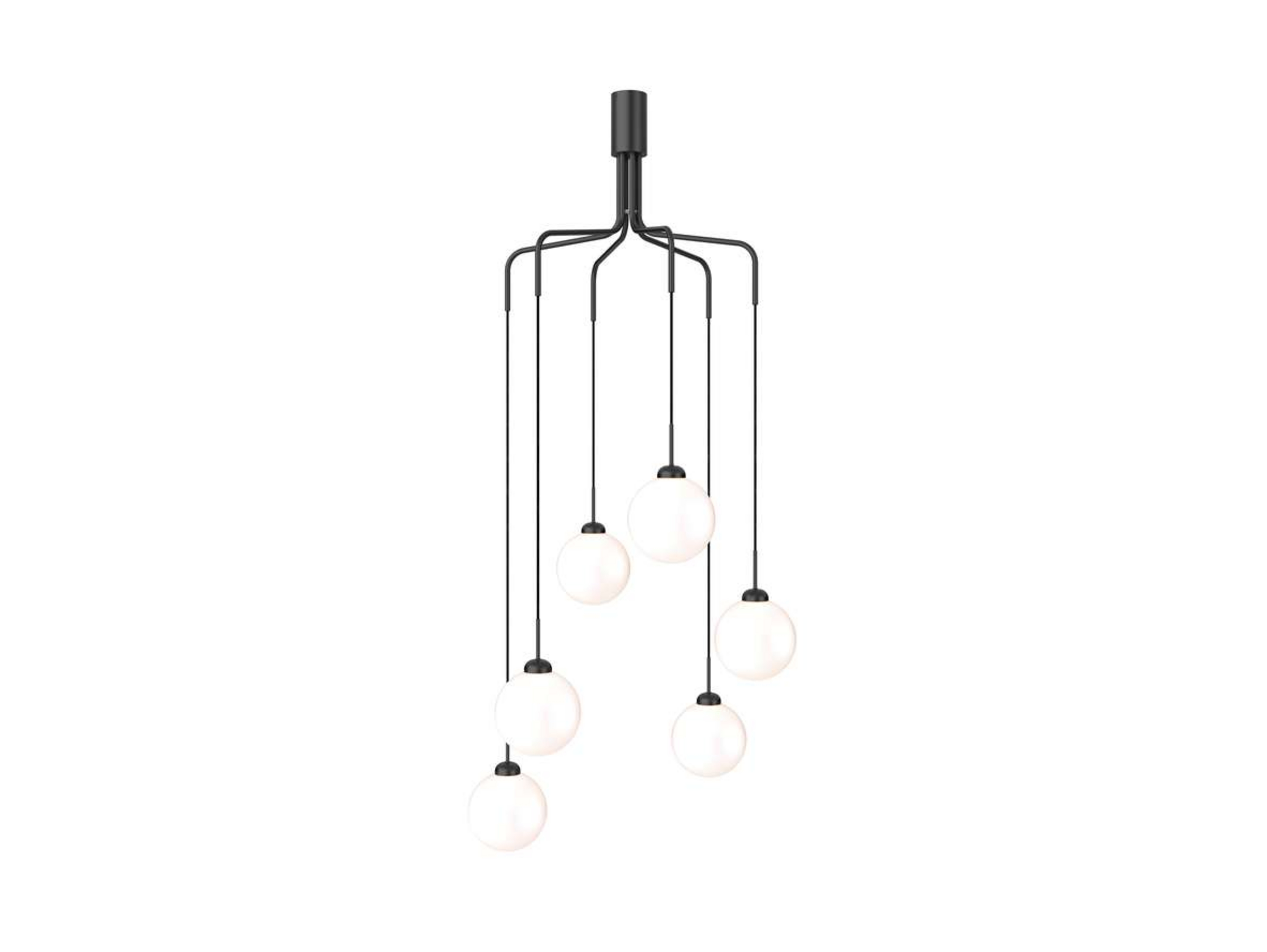 Apiales Cluster 6 kroonluchter, zwart/opaal, 6-lamps - Nuura