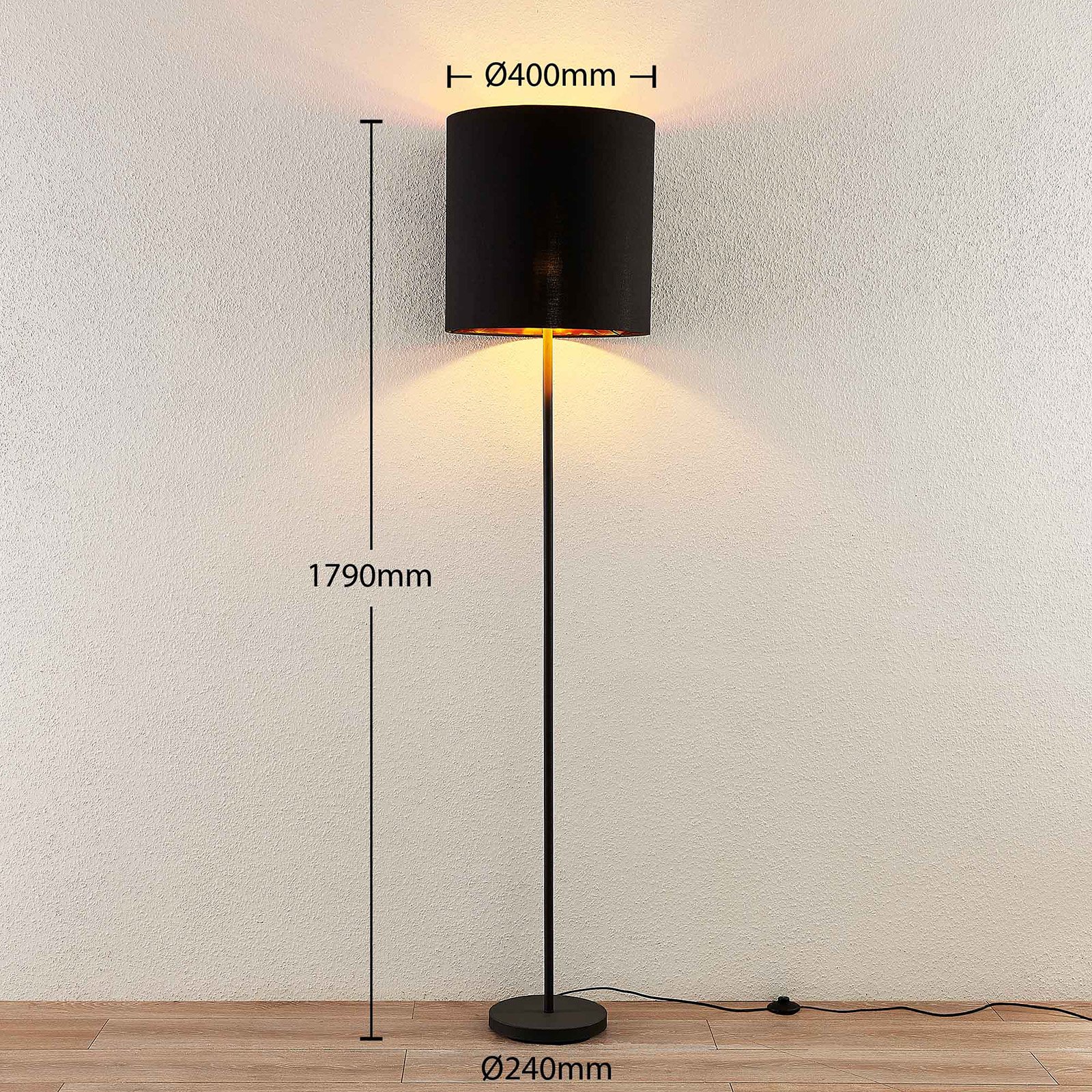 Nymar Stojaca Lampa Black/Gold - Lindby