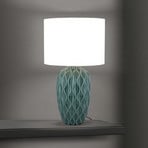 Lampa stołowa Tortuga, zielona/biała, wysokość 49,5 cm, ceramika/len