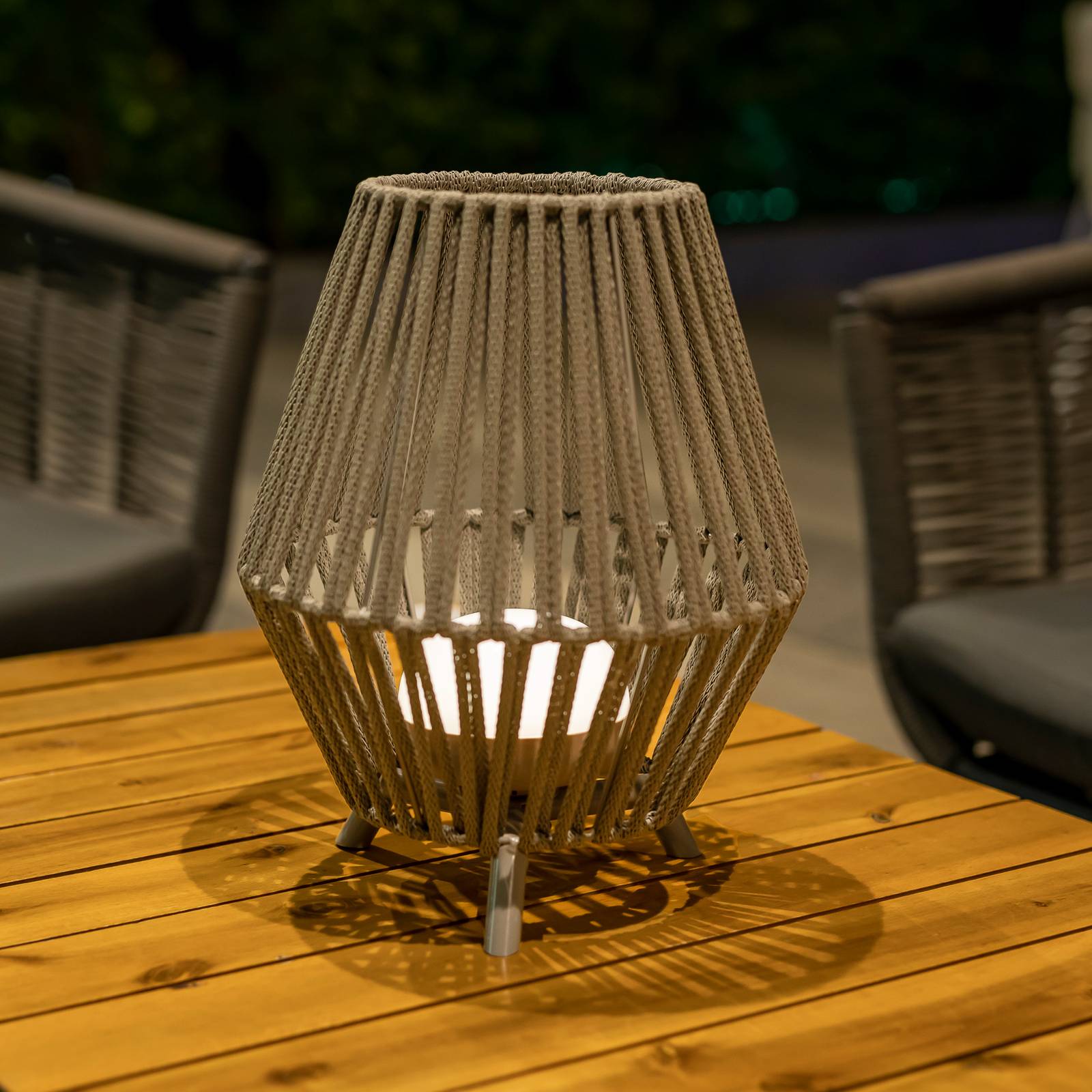 E-shop Newgarden Conta LED dobíjacia stolová lampa taupe 32cm