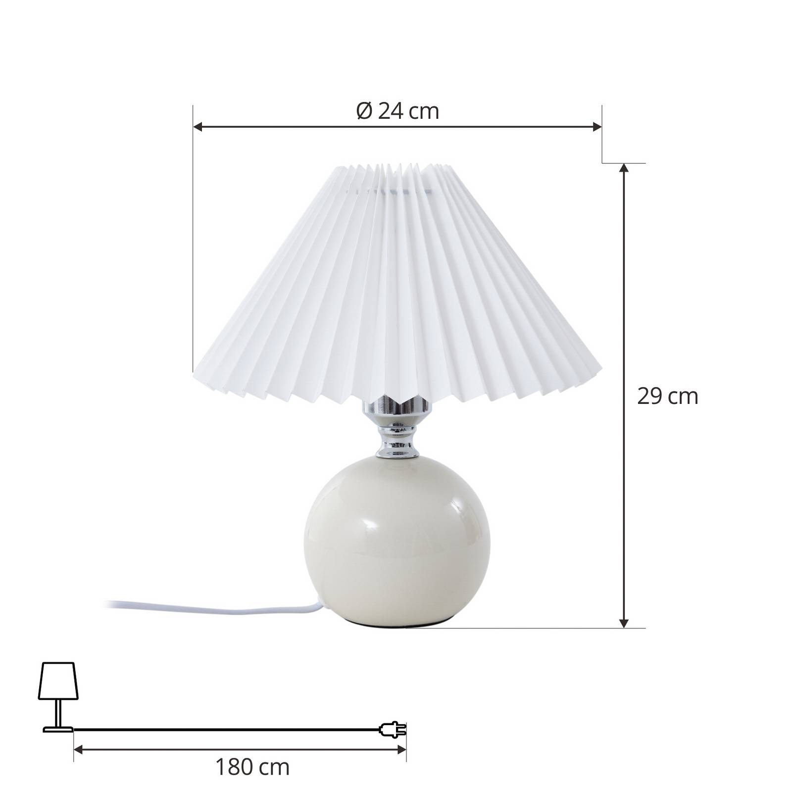 Lampa stołowa Lindby Kerimi, ceramiczna, kremowa