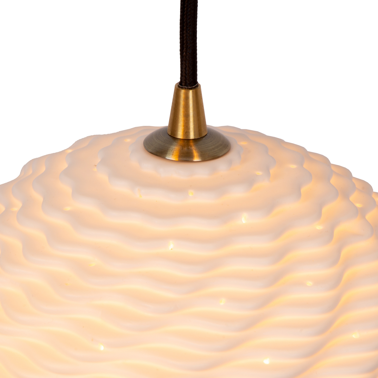 Pendellampe Bina, Länge 45 cm weiß/schwarz, Porzellan 3-flg.