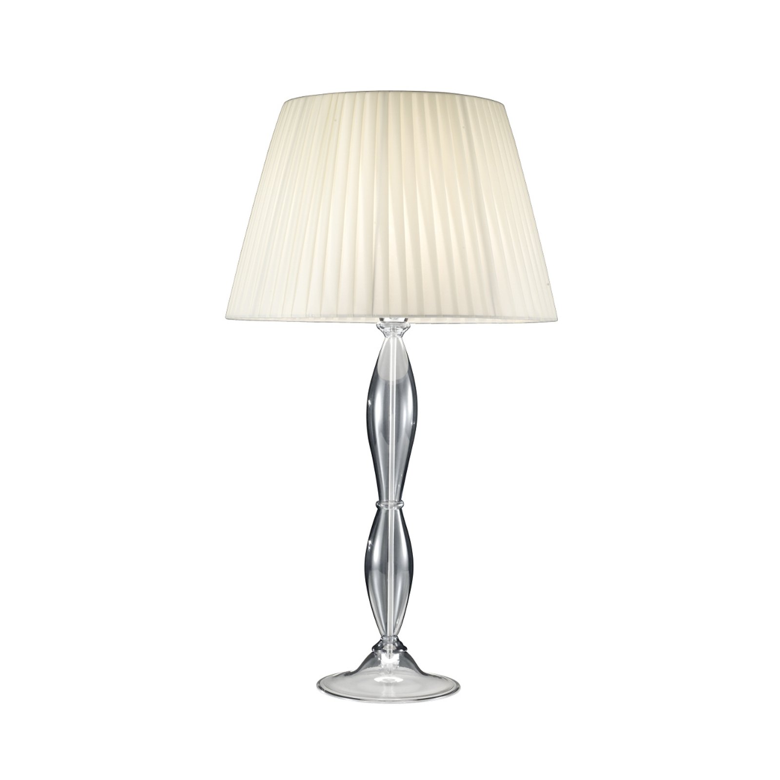 Stolná lampa KOLARZ Pisani, chróm/biela, výška 72 cm, sklo/látka