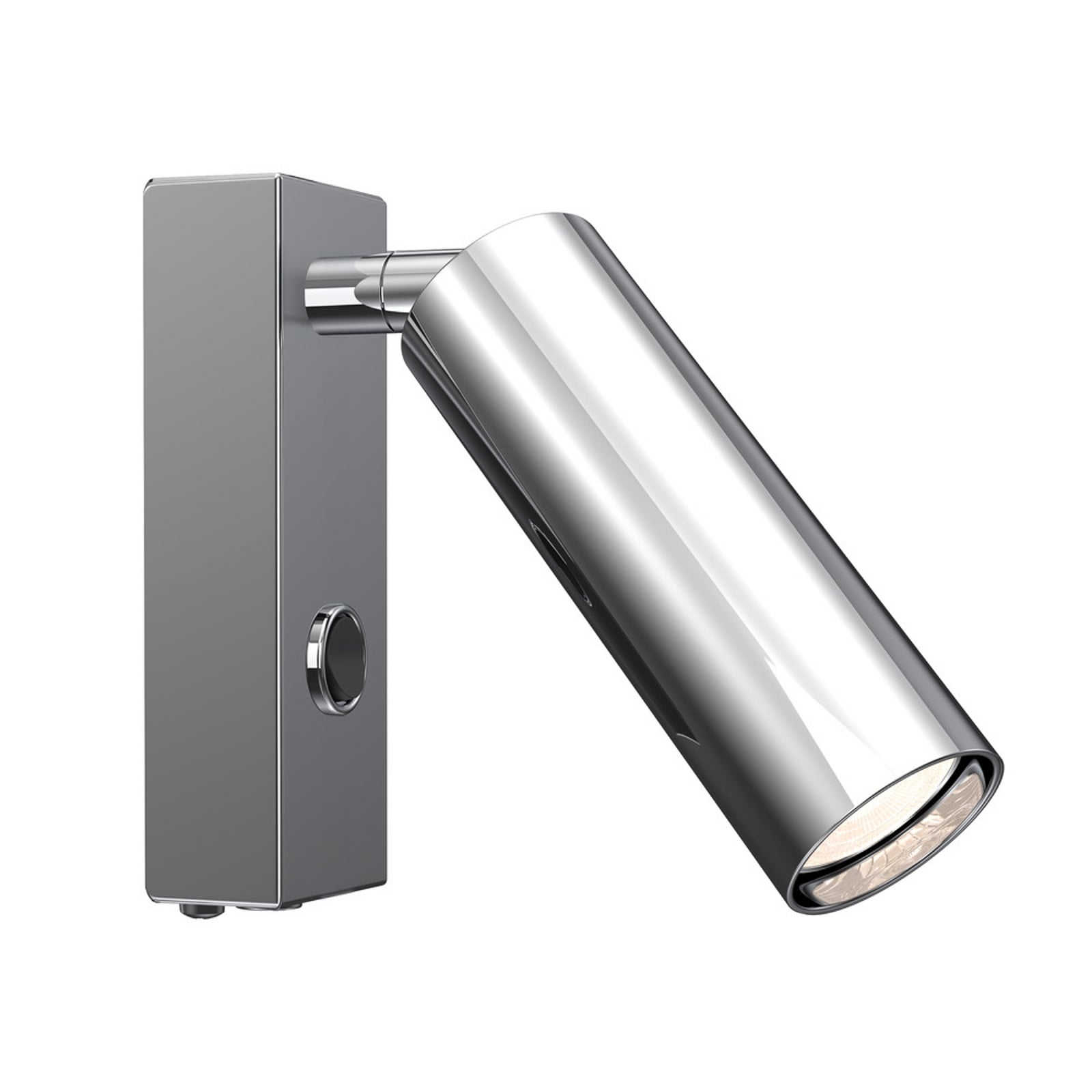 Spot mural PIPELINE, couleur chrome, hauteur 13 cm, fiche - Herstal