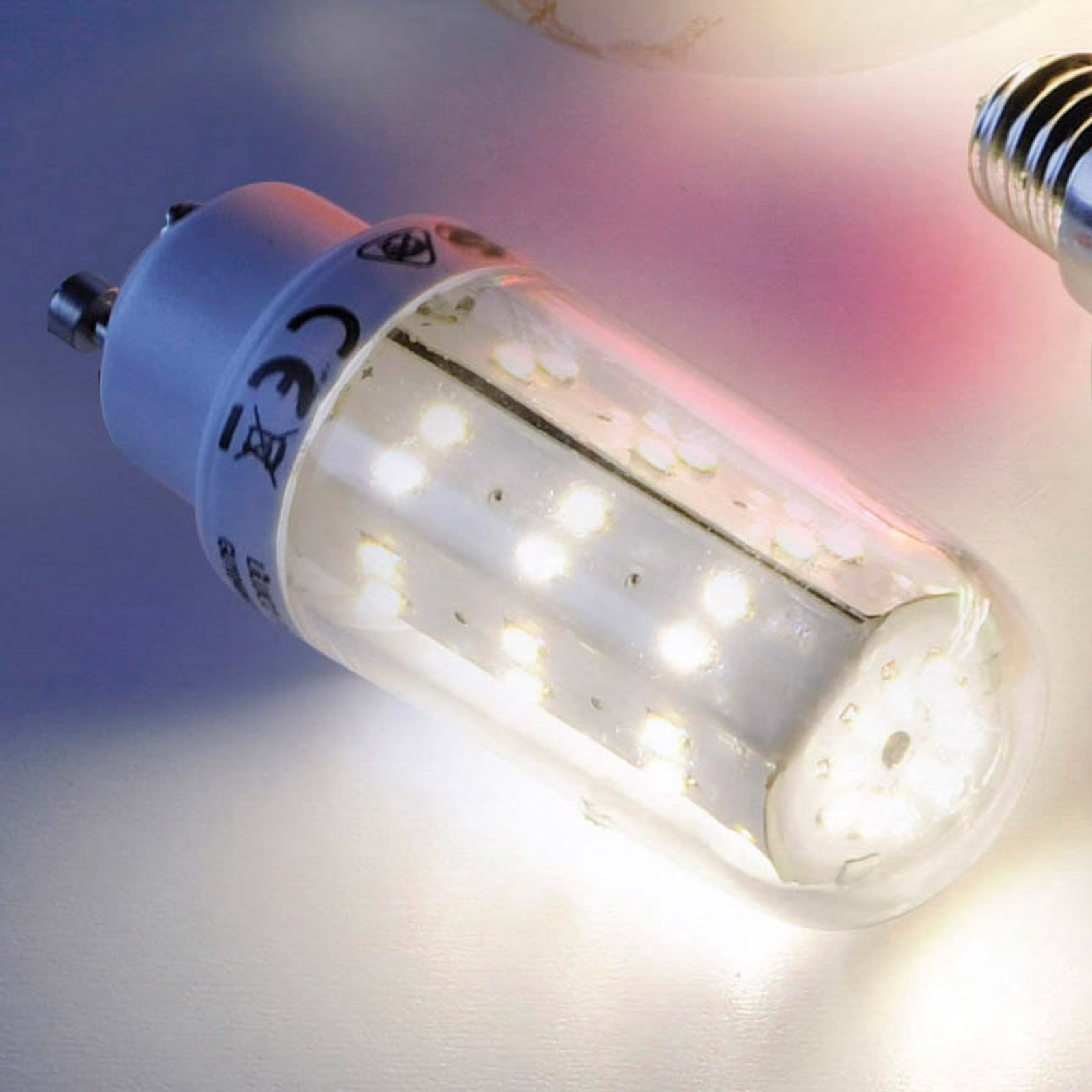 GU10 4W LED lámpa, cső alakú, átlátszó 69 LED-del