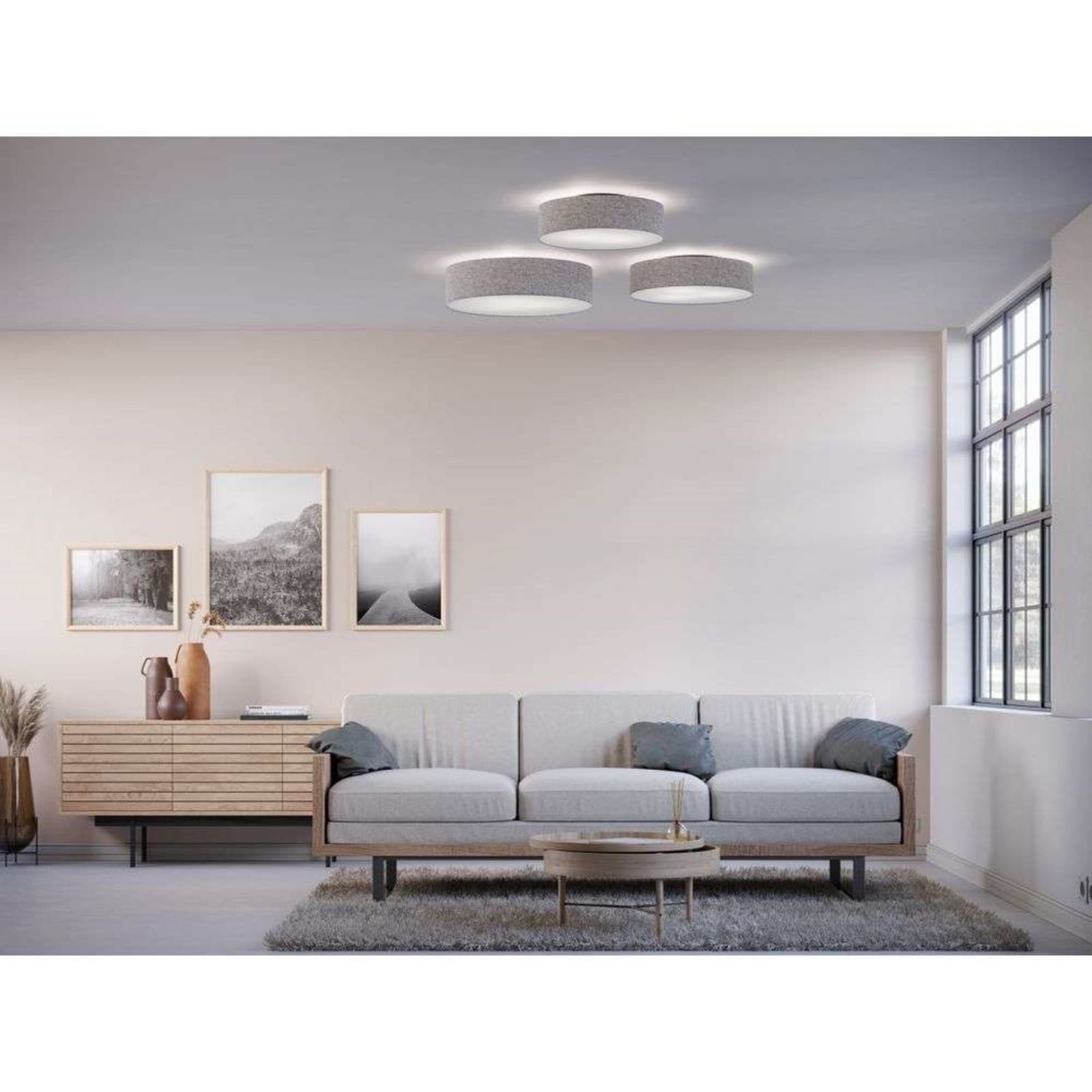 Soft Deckenleuchte Ø50 Grey Wool Belid - Wohnzimmer - Stoff / Textil