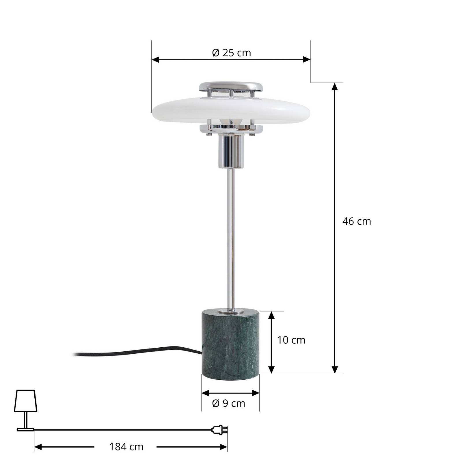 Lampa stołowa Lindby Branford, 46 cm, biała/zielona, szkło/marmur