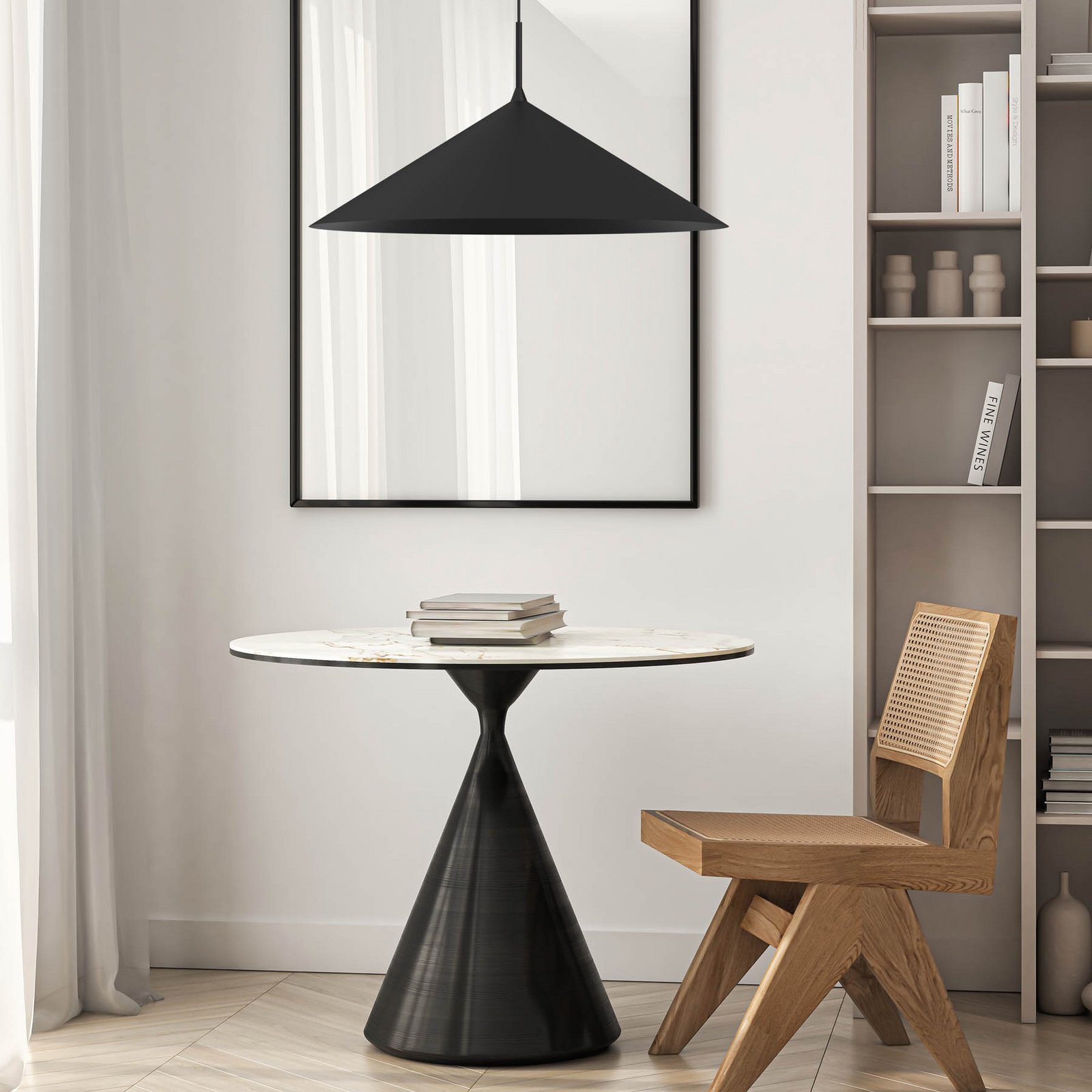 Kapitale hanglamp, zwart, 1-lamp, Ø 60 cm, GX53