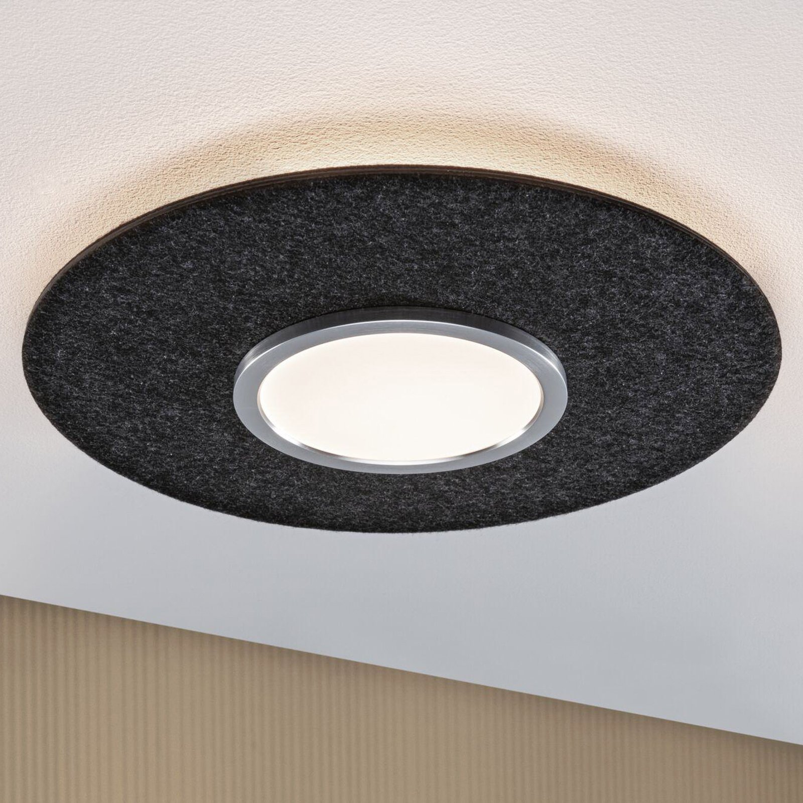 Paulmann LED ceiling lamp Tulga, anthracite, felt, 3-step dimmable