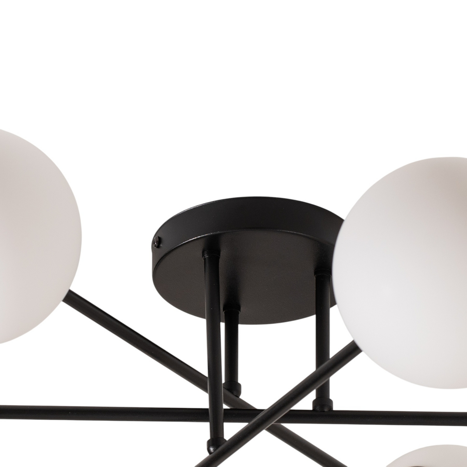 Plafonnier Glassy, à 6 lampes, noir/opale
