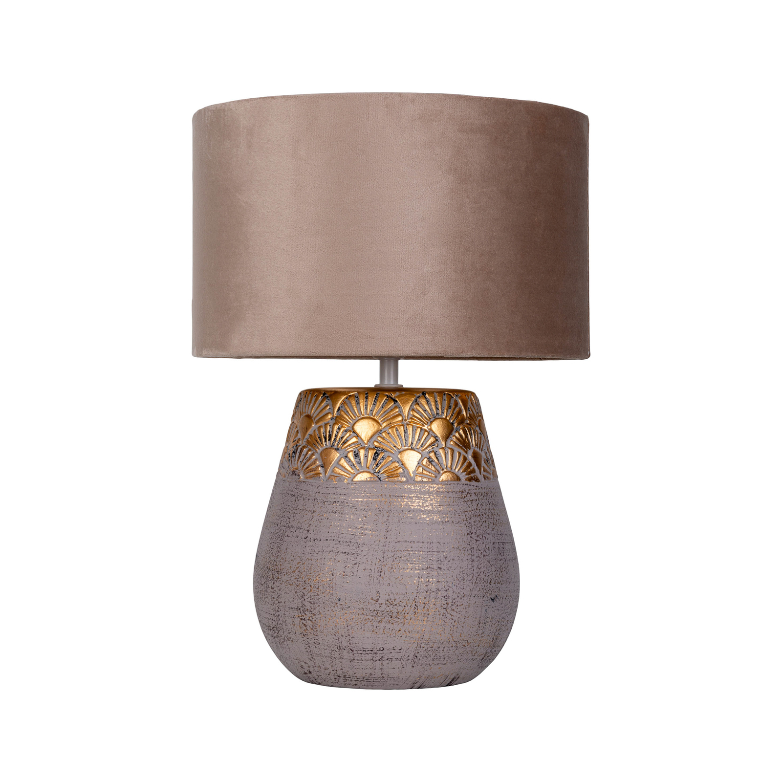 Bronco bordlampe, beige, keramikk/kunstlær, høyde 39 cm