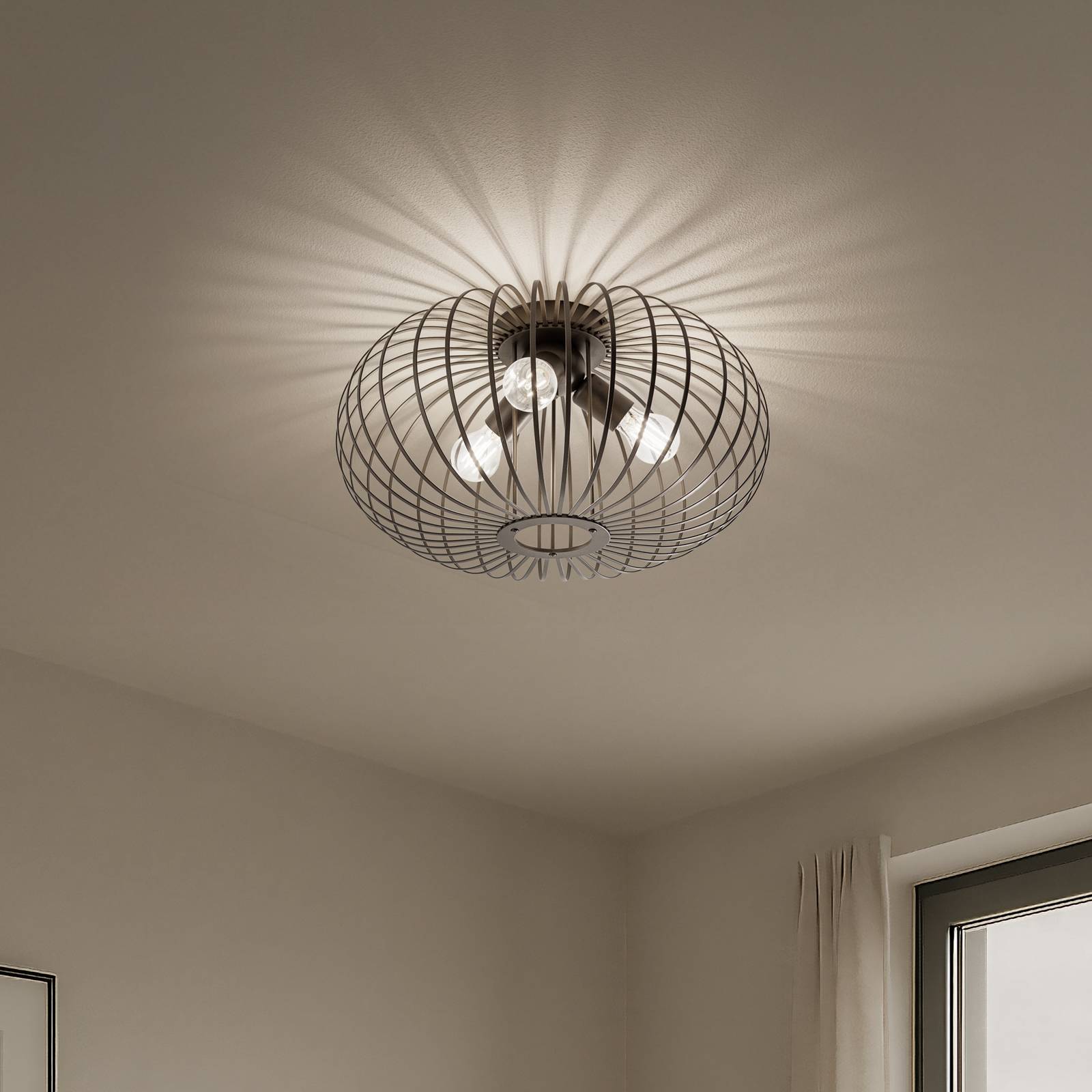 Deckenleuchte Globe, coffee, Ø 51 cm, Metall, 3-flammig, E27 günstig online kaufen