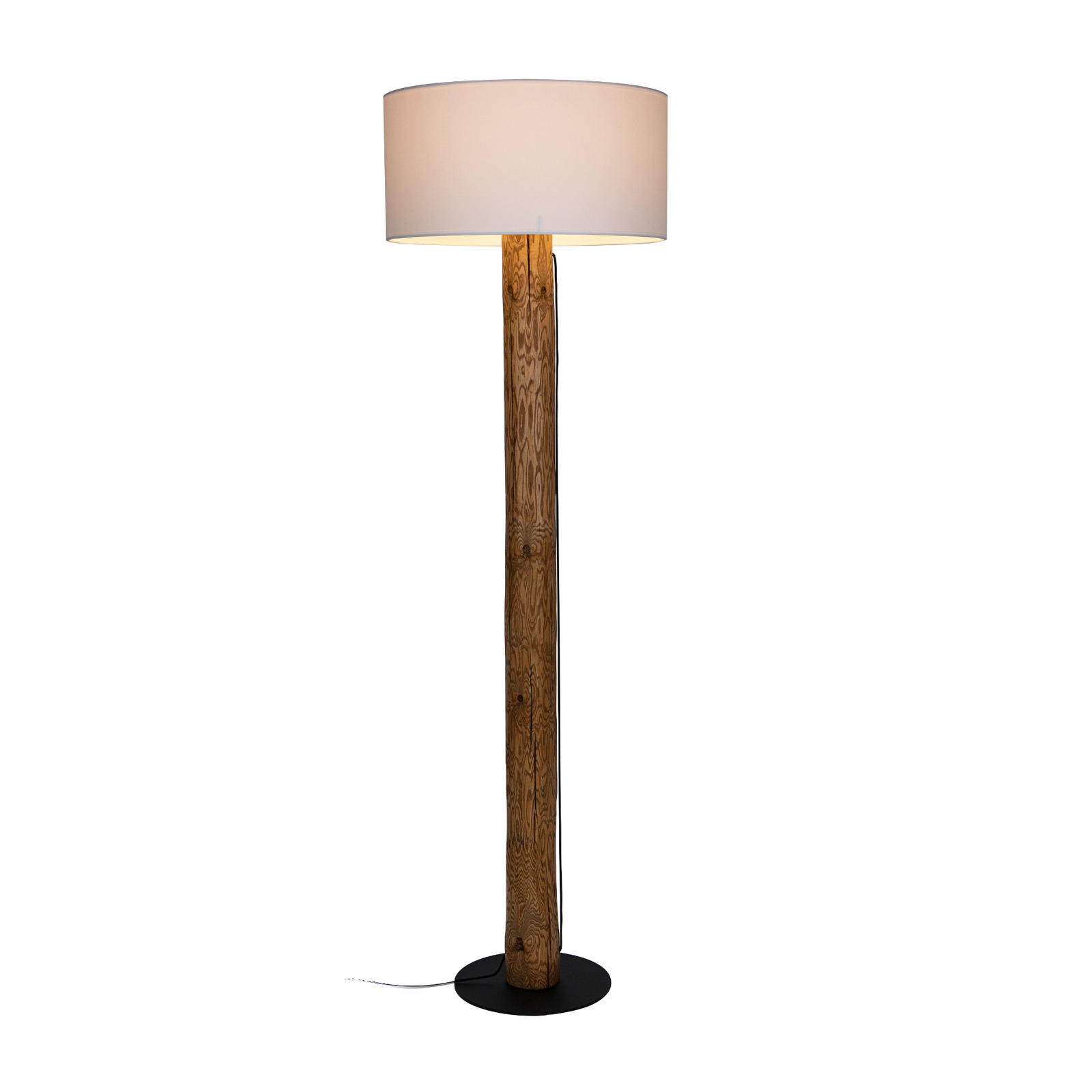 Pino Simple floor lamp, white lampshade brown base